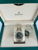 Rolex Datejust 36mm Two-Tone Yellow Gold Green Dial Diamond Watch