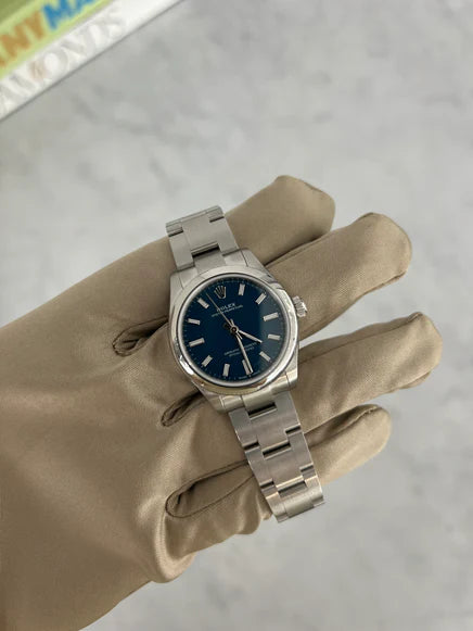 Rolex Oyster Perpetual 31mm Blue Dial Smooth Bezel Stainless Steel Watch