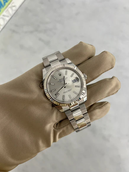 Rolex Datejust 41 Silver Dial Fluted Bezel Stainless Steel Oyster Bracelet 126334
