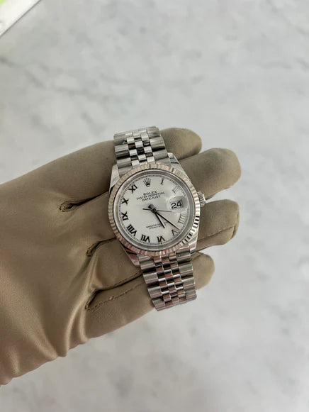 Rolex Datejust 36 Stainless Steel White Roman Dial Jubilee Bracelet Watch