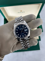 Rolex Datejust 41mm Stainless Steel Blue Stick Dial Fluted Bezel Jubilee Watch