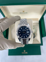 Rolex Datejust 41mm Stainless Steel Blue Stick Dial Fluted Bezel Jubilee Watch