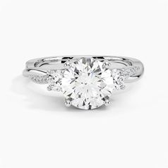 Adorned Petite Twisted Vine Three Stone Diamond Engagement Ring